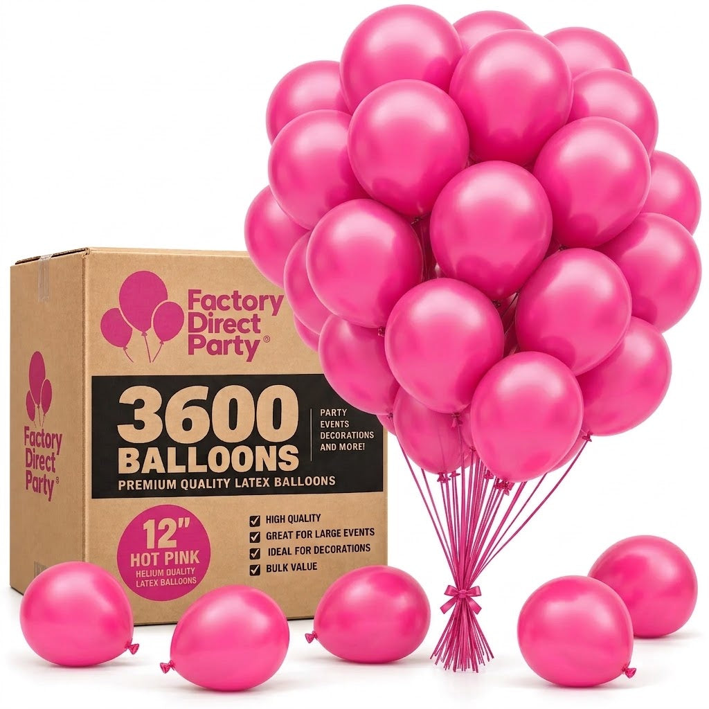 12 in. Hot Pink Balloons | Case of 3600