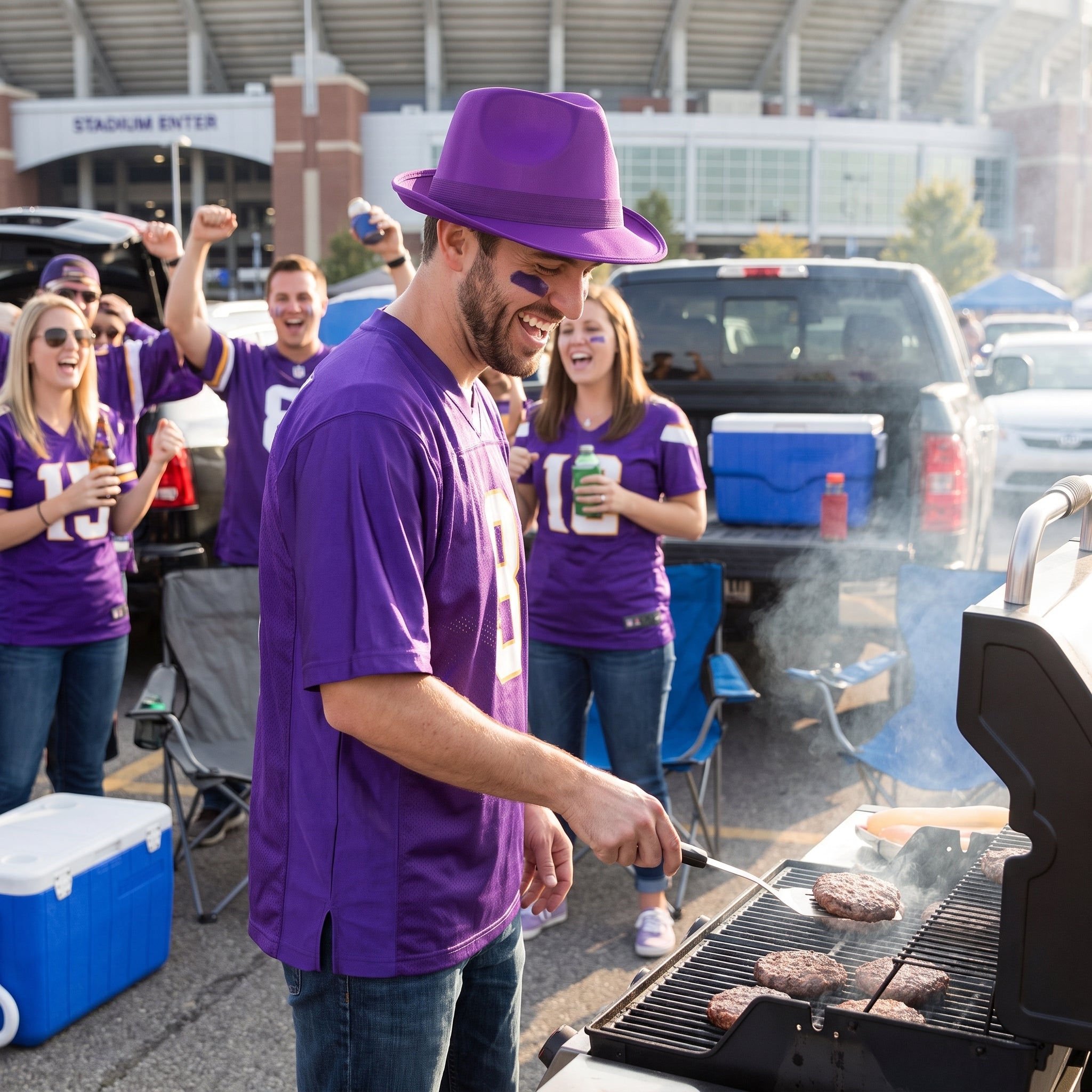 Purple Team Spirit Fedora Hat