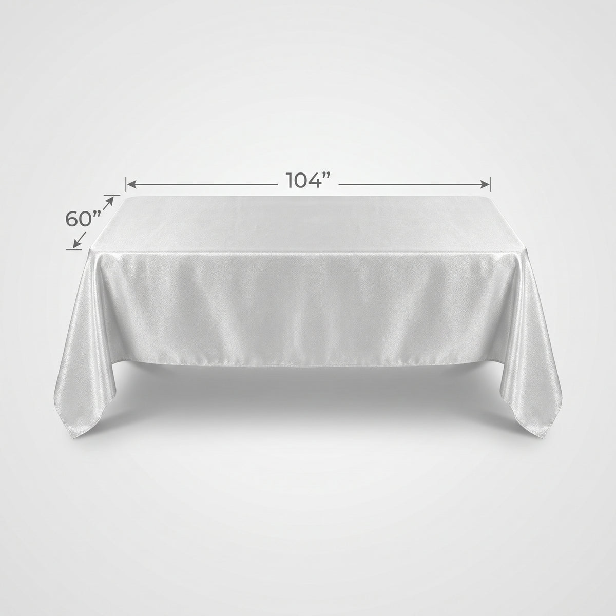 Elegant Metallic White and Silver Fabric Table Cover - 60"x104"