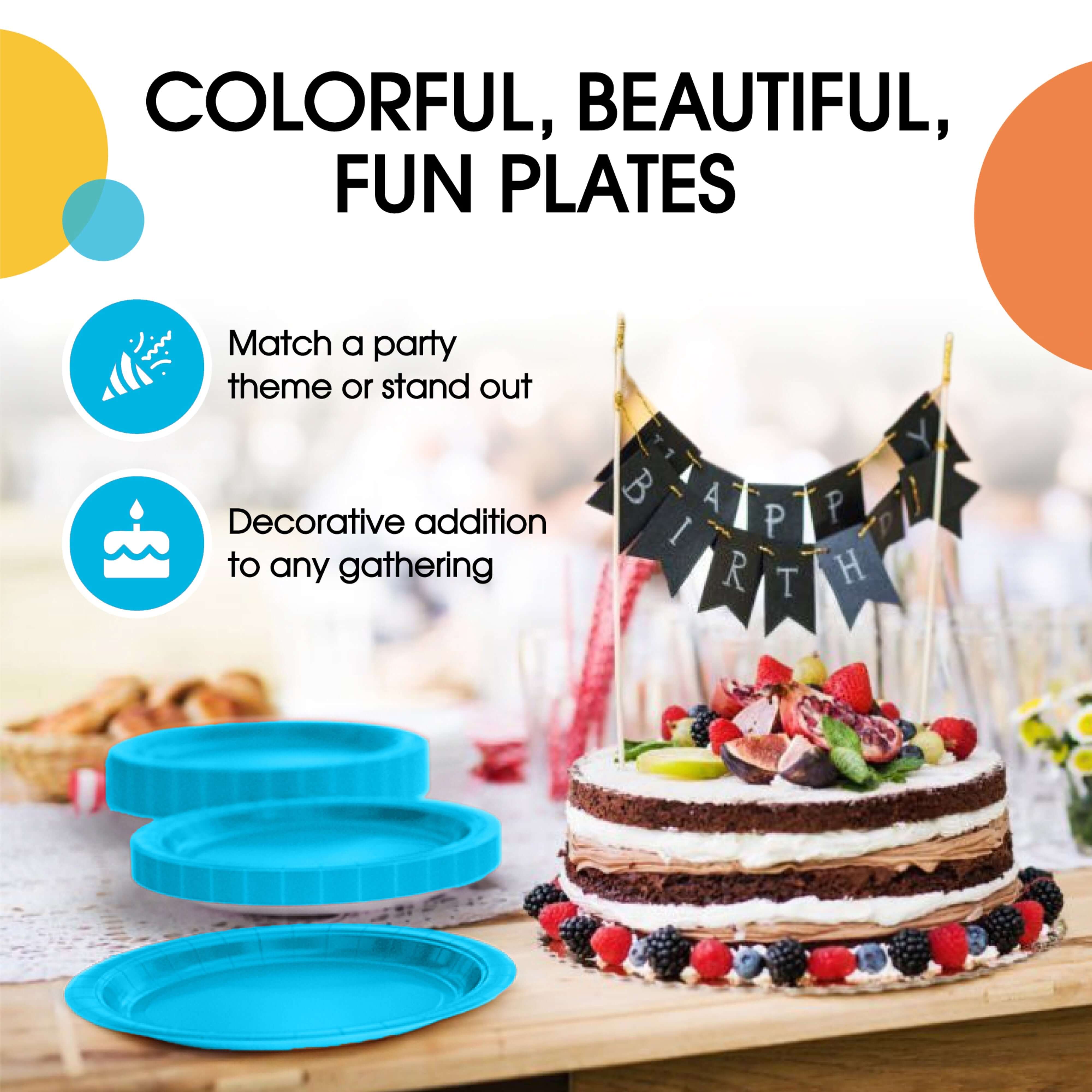 9 In. Turquoise Paper Plates - 50 Ct.