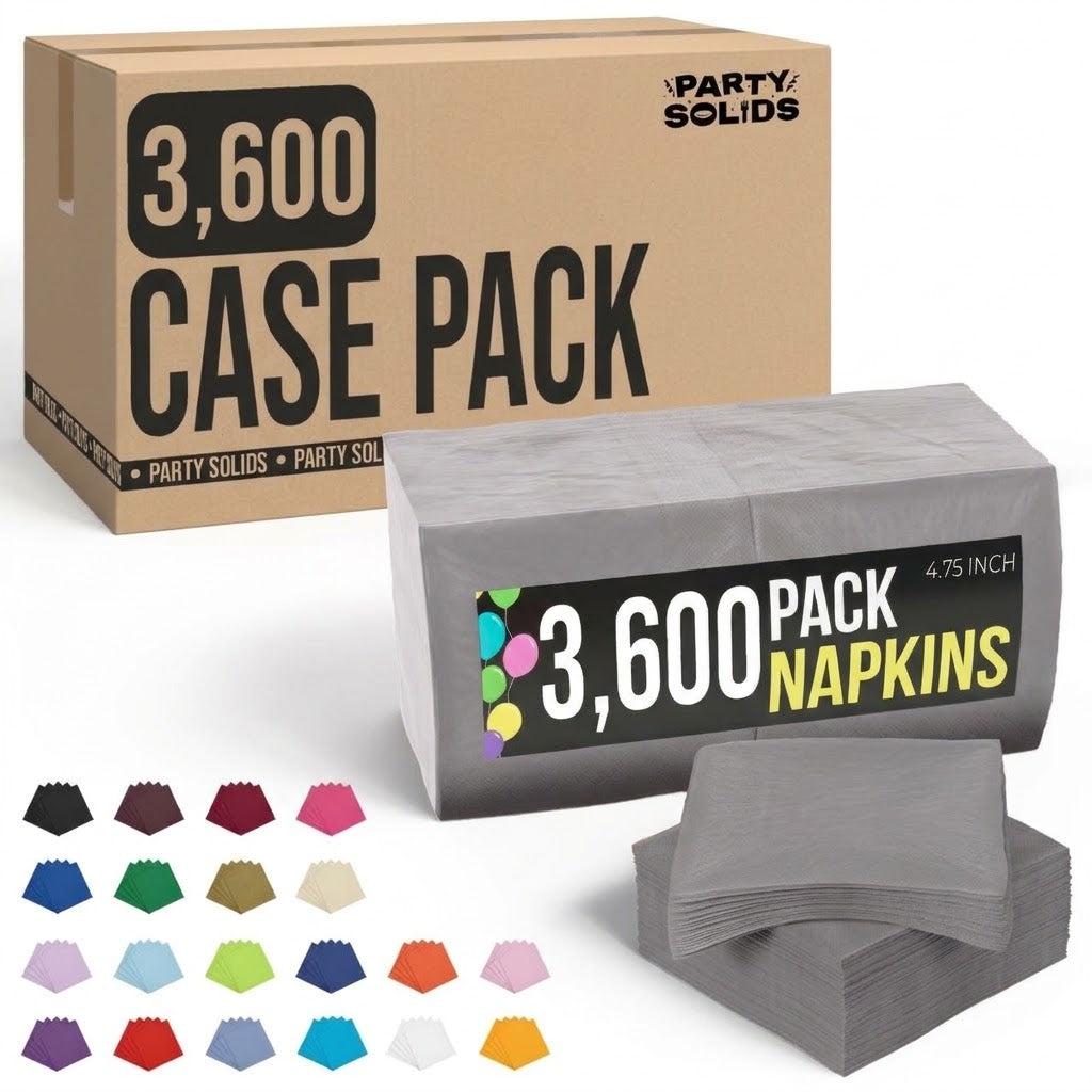 Silver Beverage Napkins | 4.75 in. x 4.75 in. | Case of 3600