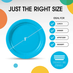 9 In. Turquoise Paper Plates - 50 Ct.