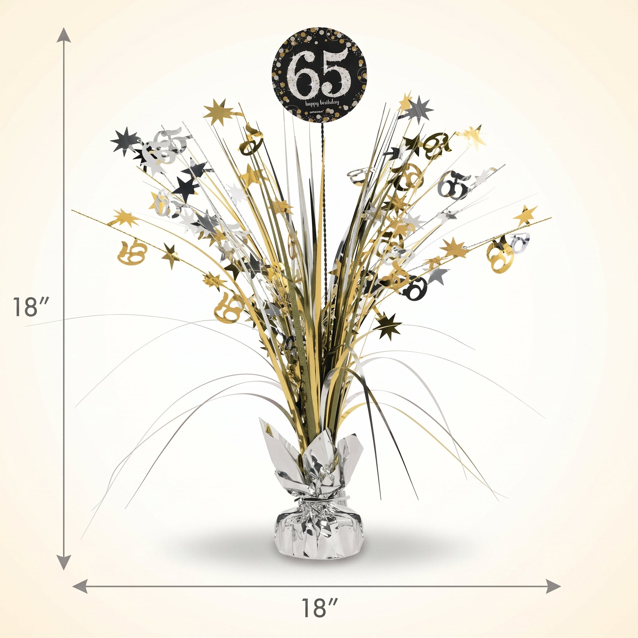 Sparkling 65th Birthday Celebration Centerpiece Spray