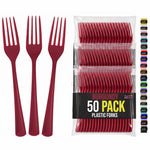 Heavy Duty Burgundy Plastic Forks | 7.5 in. | 50 Count