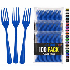Heavy Duty Dark Blue Plastic Forks | 7.5 in. | 100 Count
