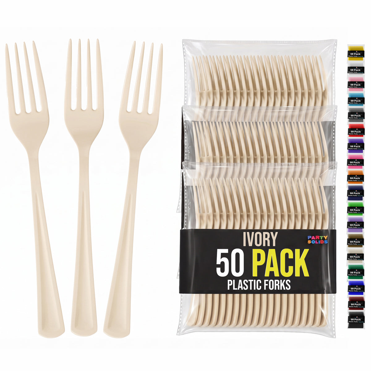 Heavy Duty Ivory Plastic Forks | 7.5 in. | 50 Count