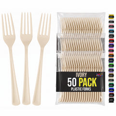 Heavy Duty Ivory Plastic Forks | 7.5 in. | 50 Count