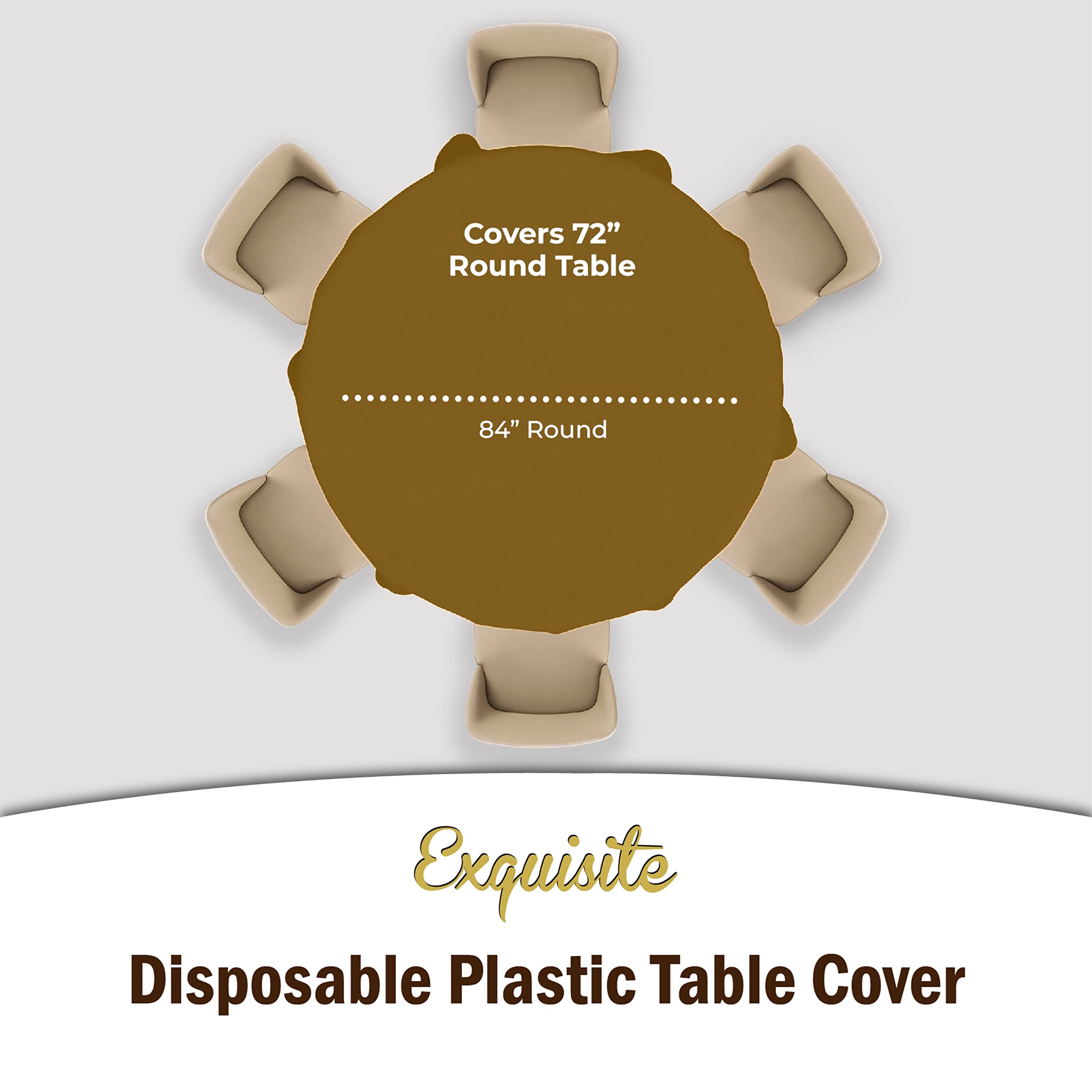 Gold Round Plastic Table Covers | 12 Pack