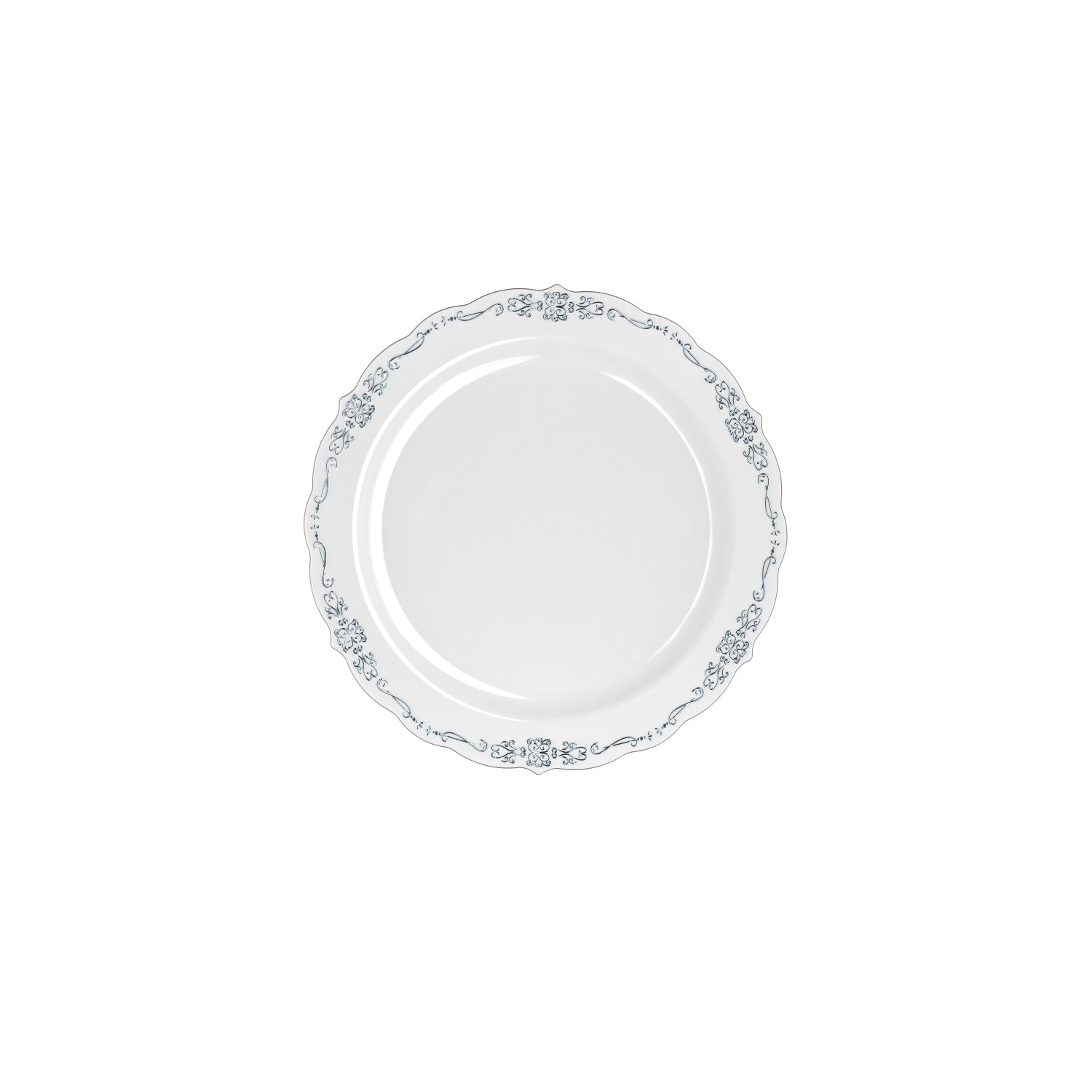 7.5 In. Gray / Silver Victorian Design Plates | 20 Count