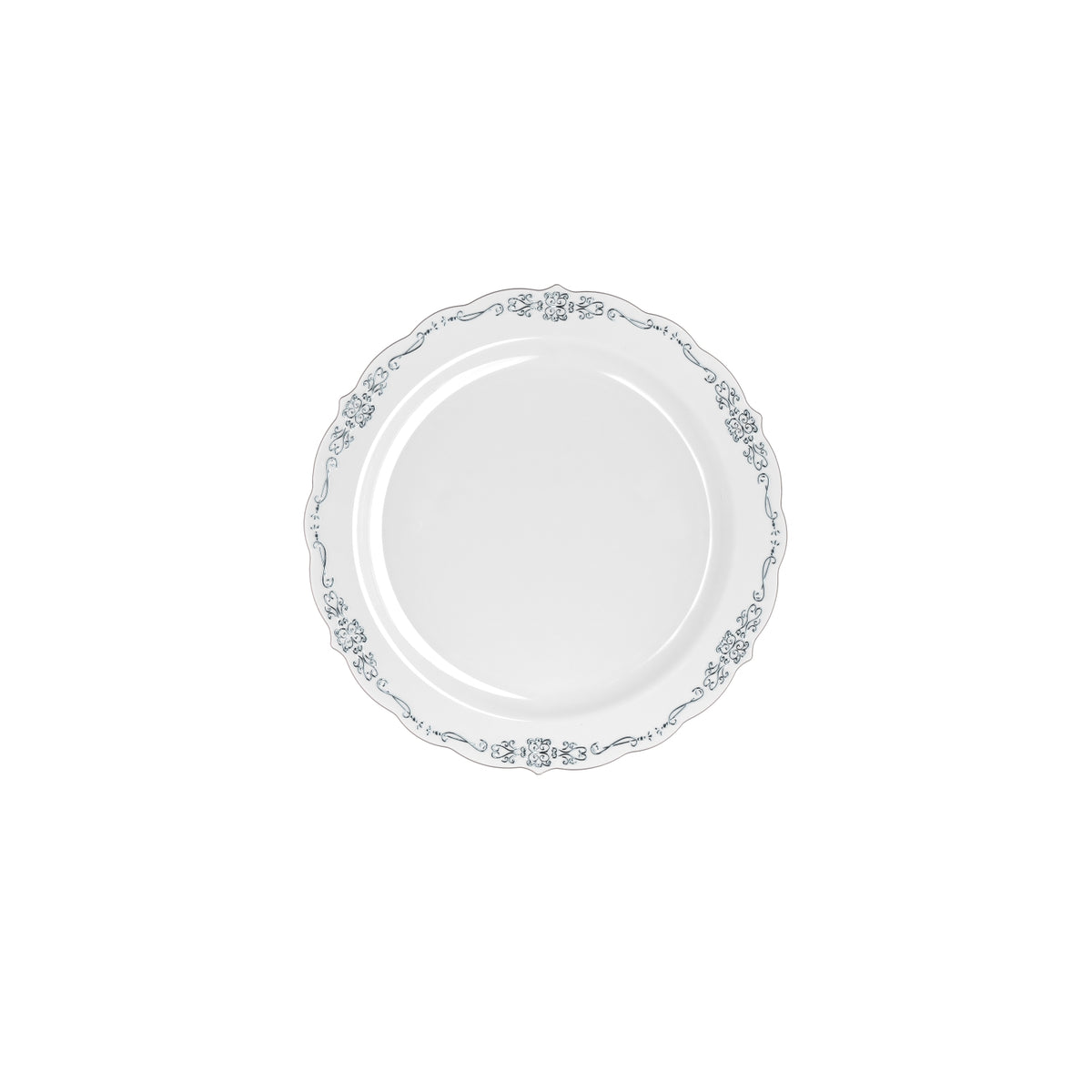 9 In. Gray / Silver Victorian Design Plates | 20 Count