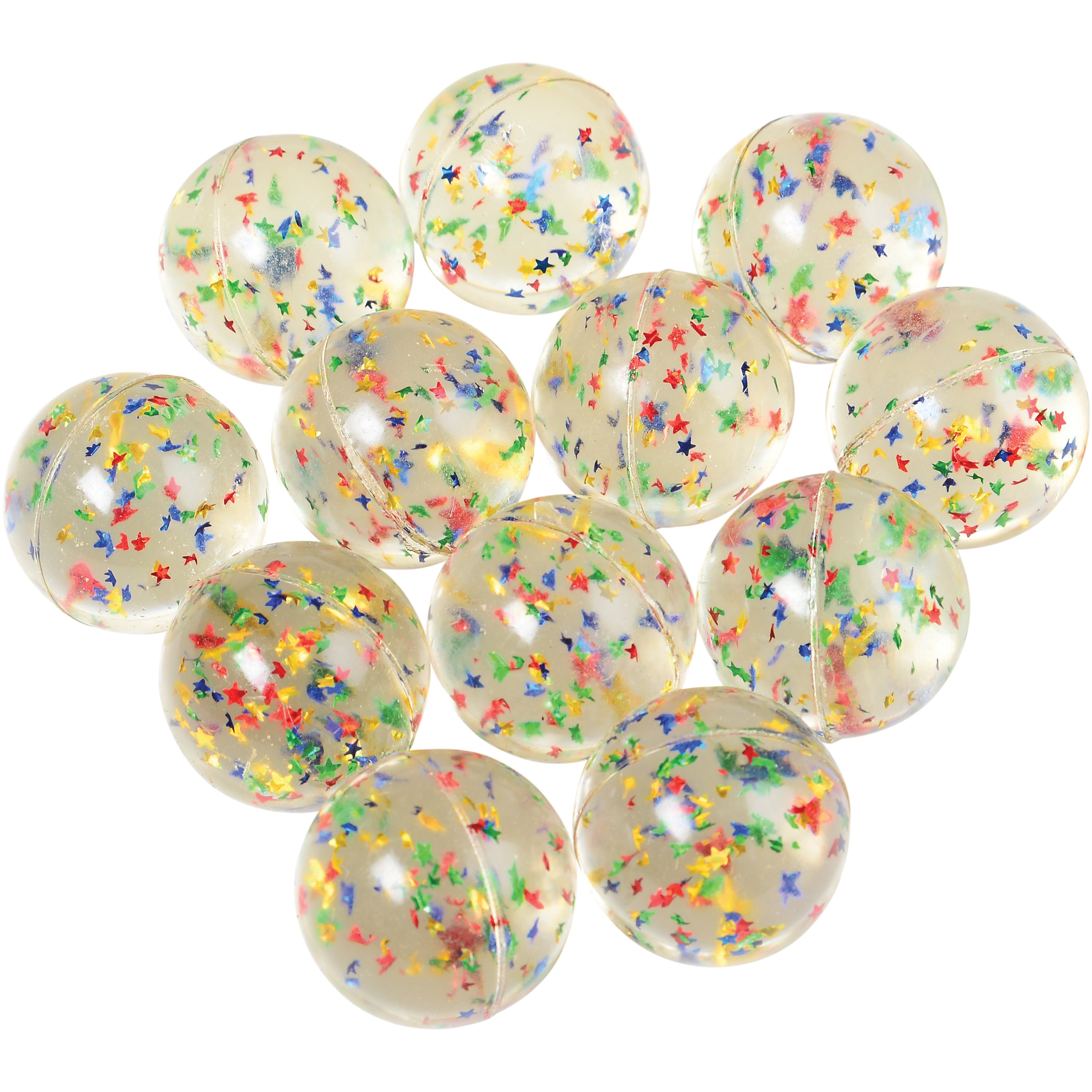 Glitter Balls W/Stars/35Mm - 12 Count