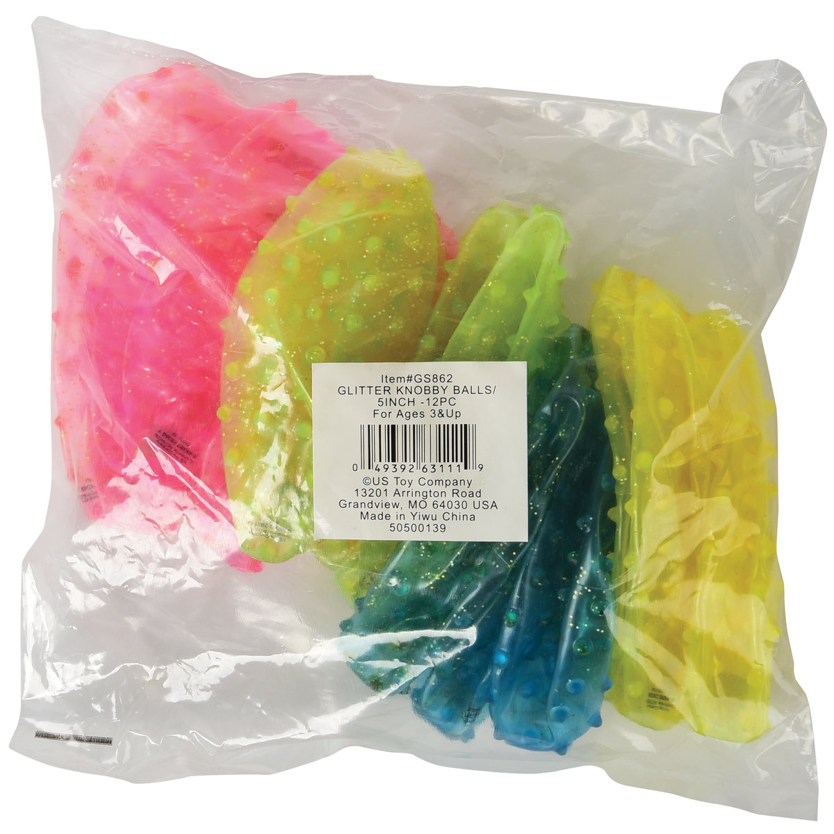 Glitter Knobby Balls/5 Inch - 12 Count