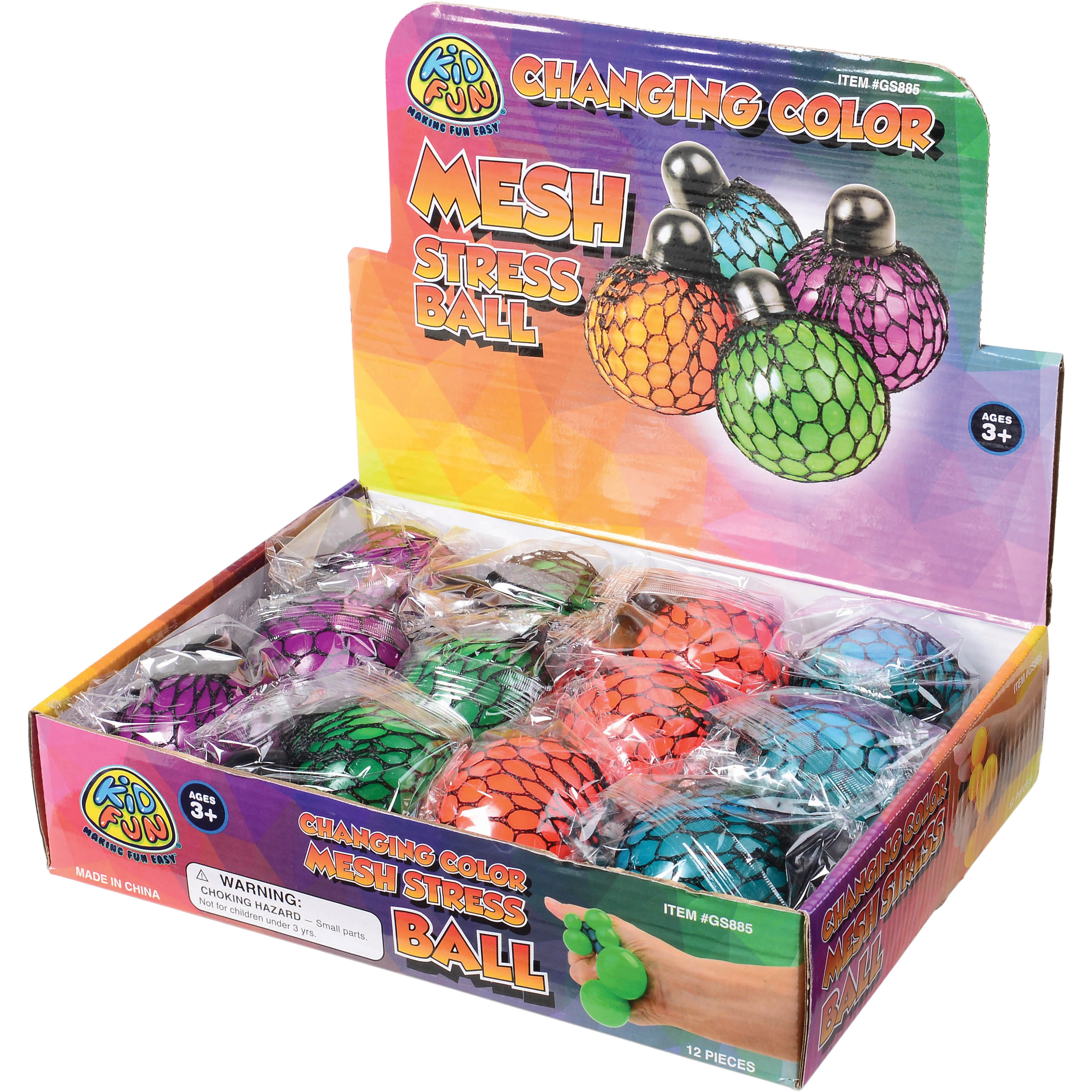 Color Changing Mesh Stress Ball - 12 Count