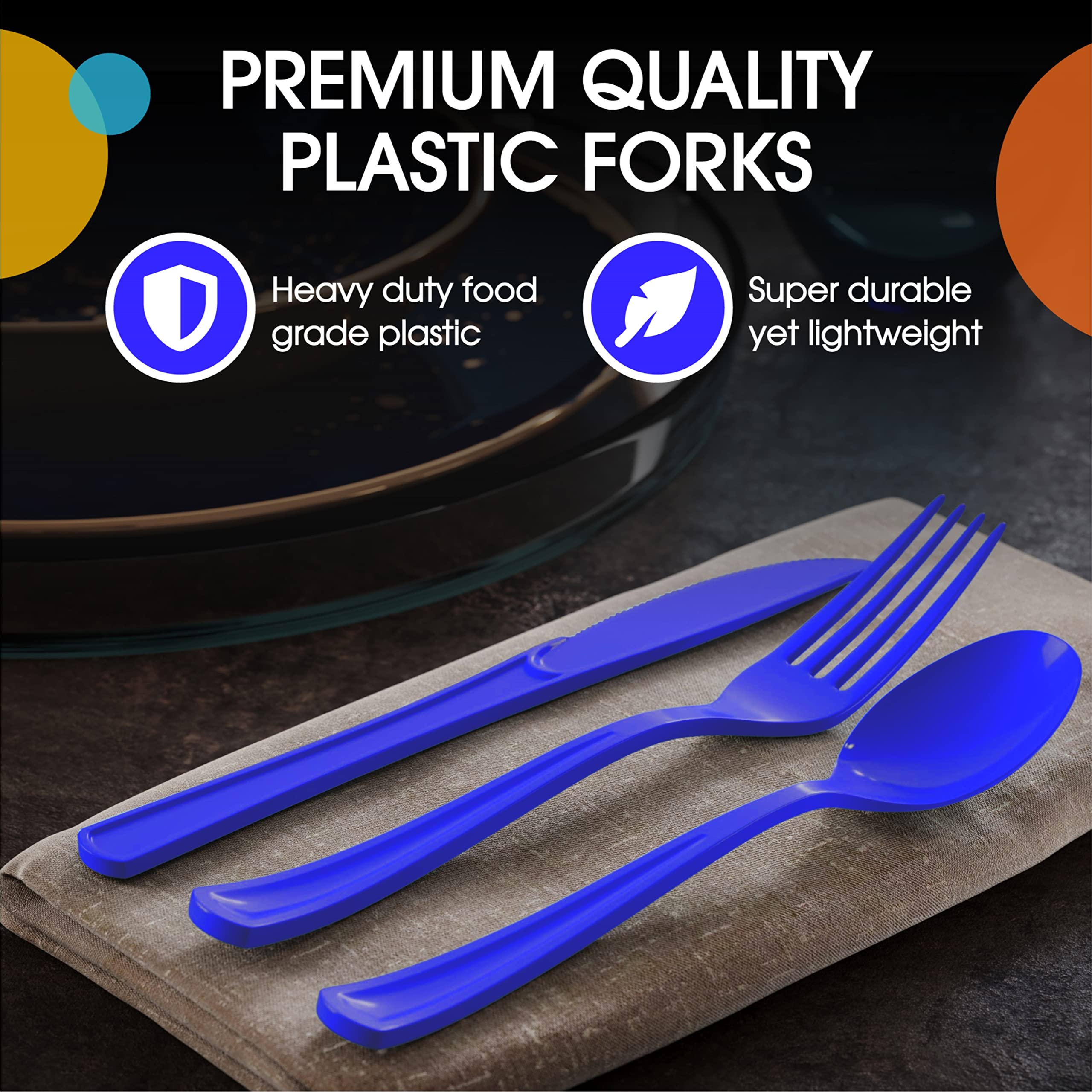 Dark Blue Plastic Forks | 25 Count