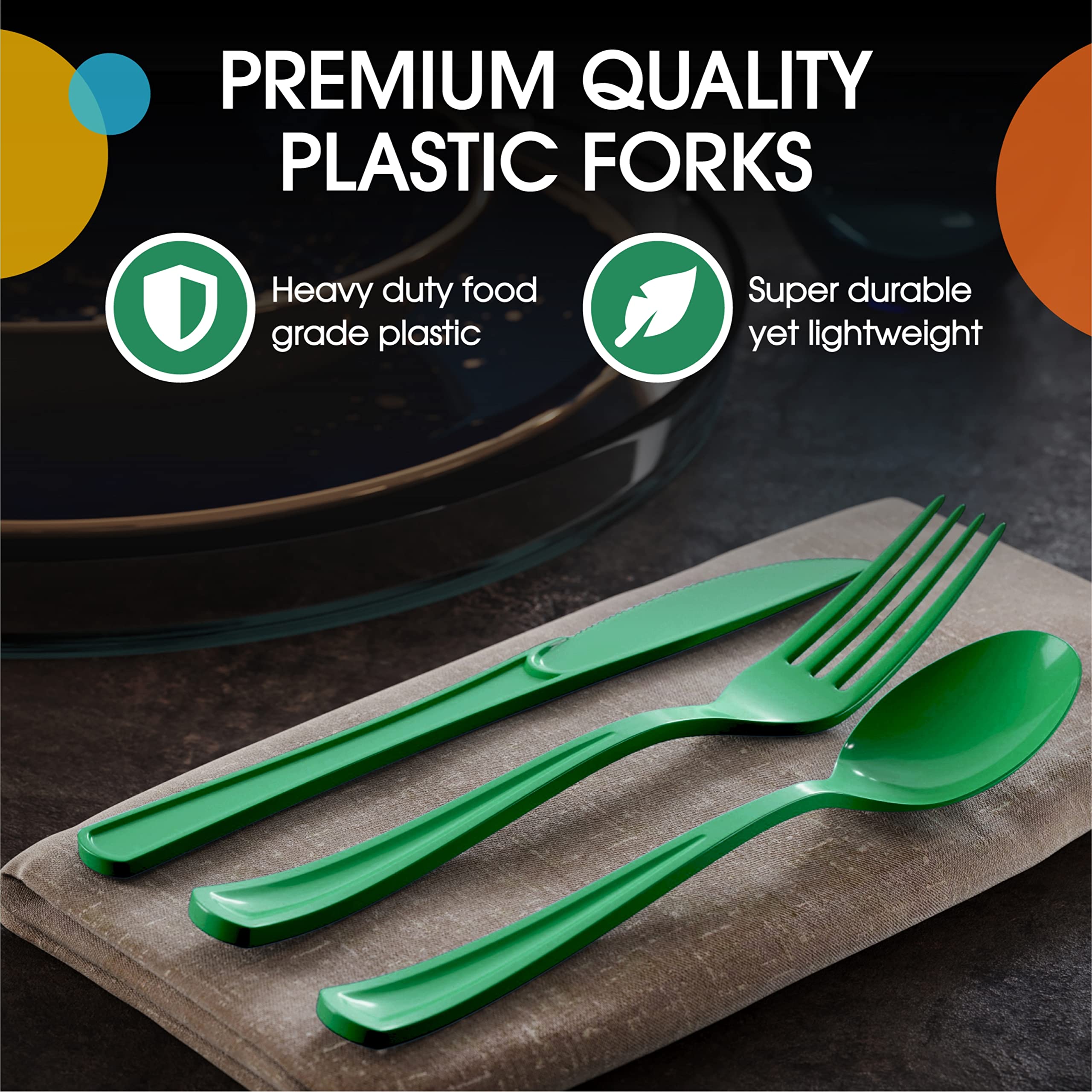 Emerald Plastic Forks | 25 Count