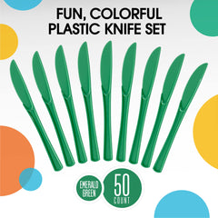 Heavy Duty Emerald Green Plastic Knives | 50 Count