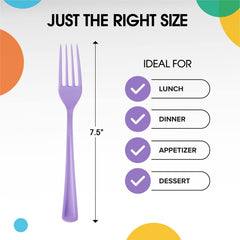Heavy Duty Lavender Plastic Forks | 50 Count