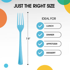Heavy Duty Light Blue Plastic Forks | 50 Count
