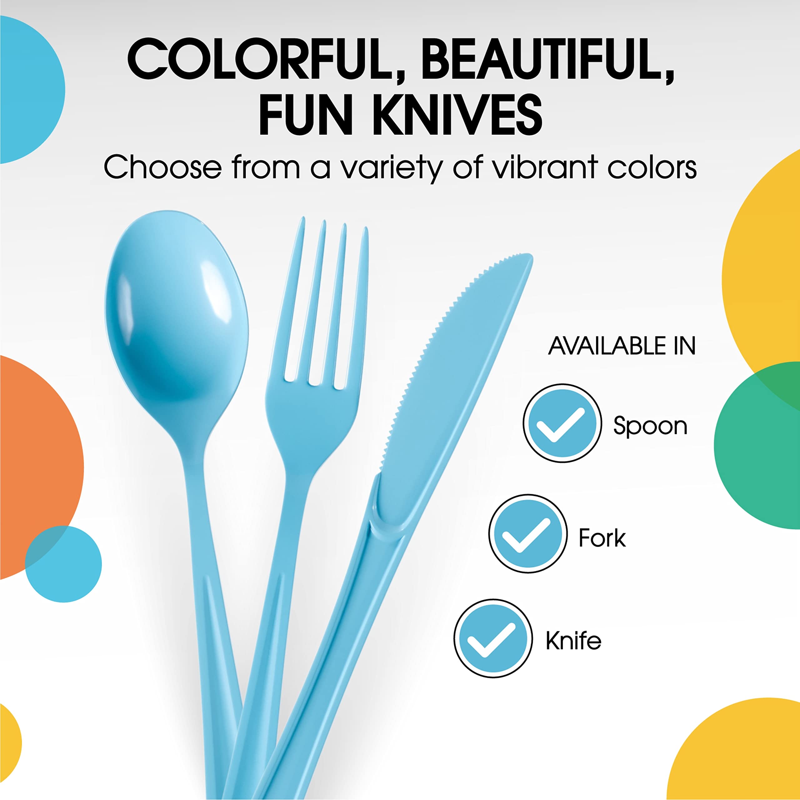 Heavy Duty Light Blue Plastic Knives | 50 Count