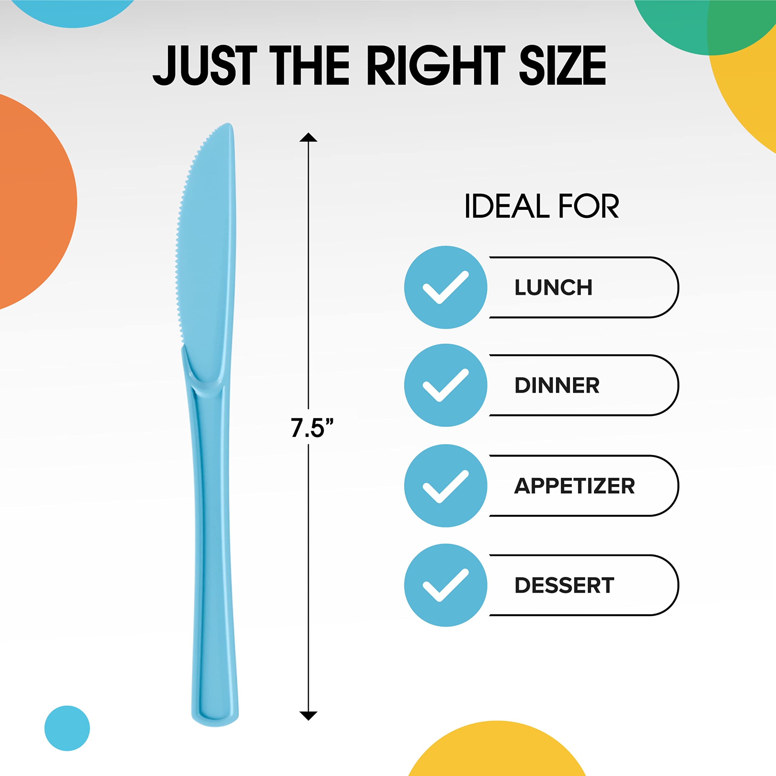 Heavy Duty Light Blue Plastic Knives | 50 Count