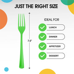Heavy Duty Lime Green Plastic Forks | 50 Count