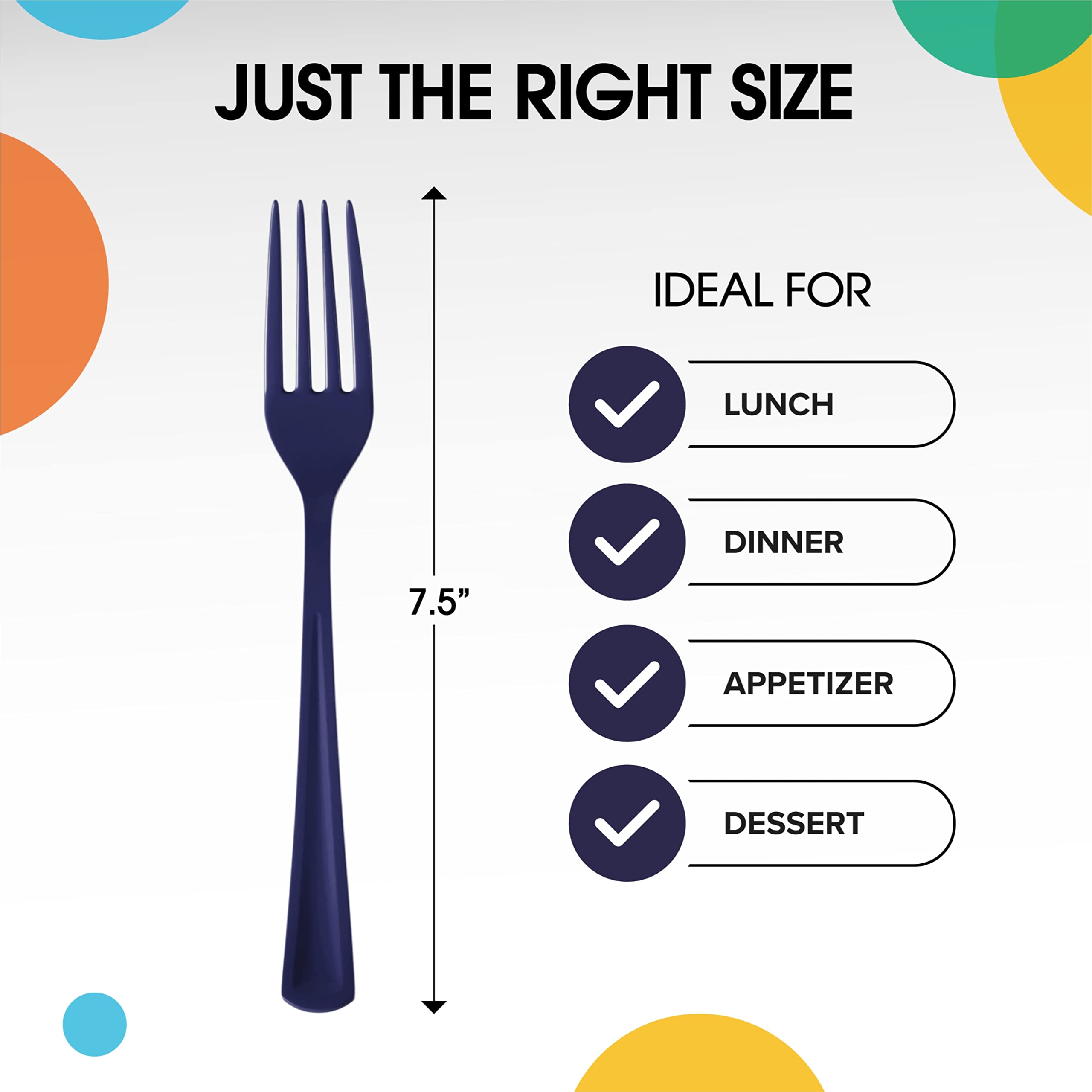 Heavy Duty Navy Plastic Forks | 50 Count
