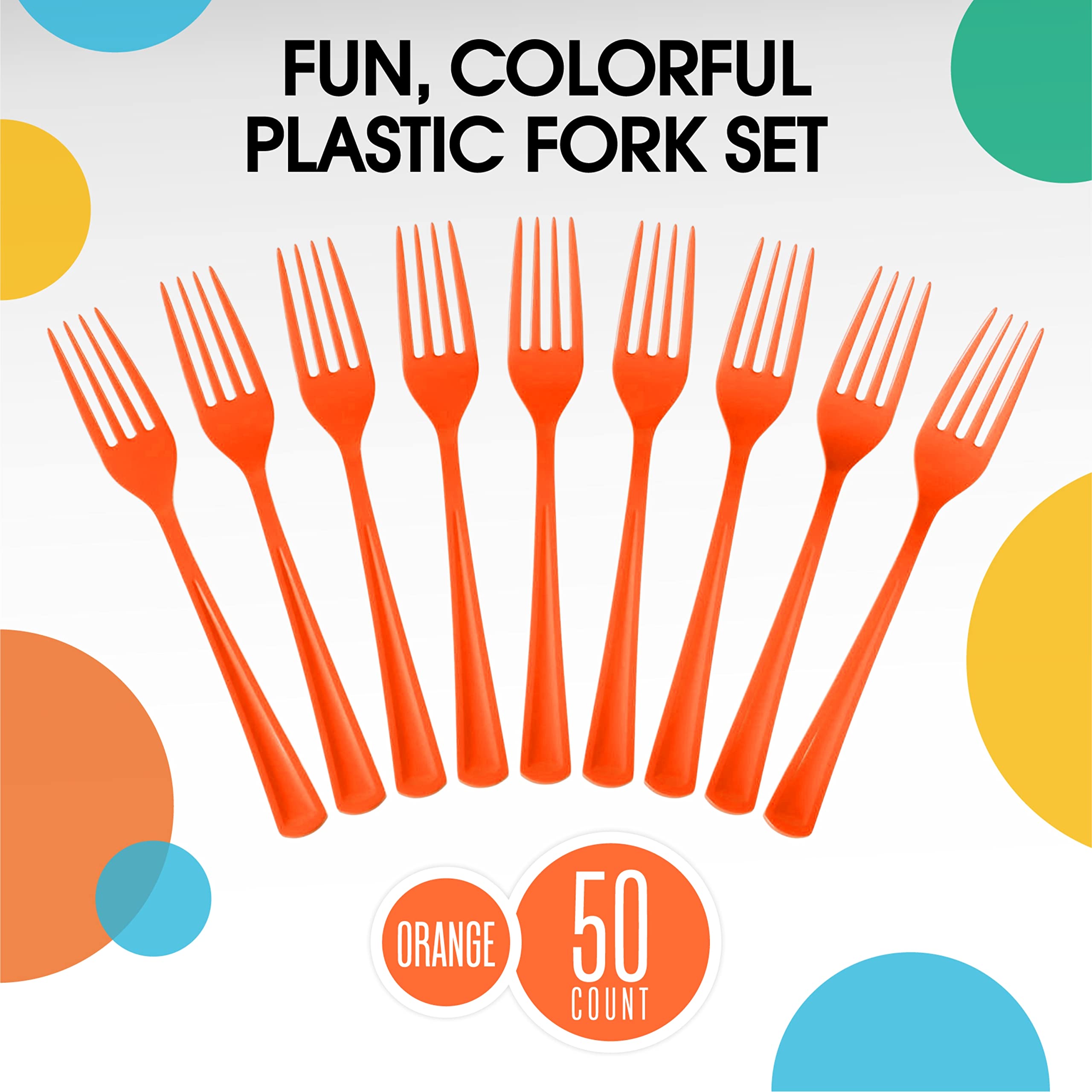 Unleashed - Heavy Duty Orange Plastic Forks | 50 Count