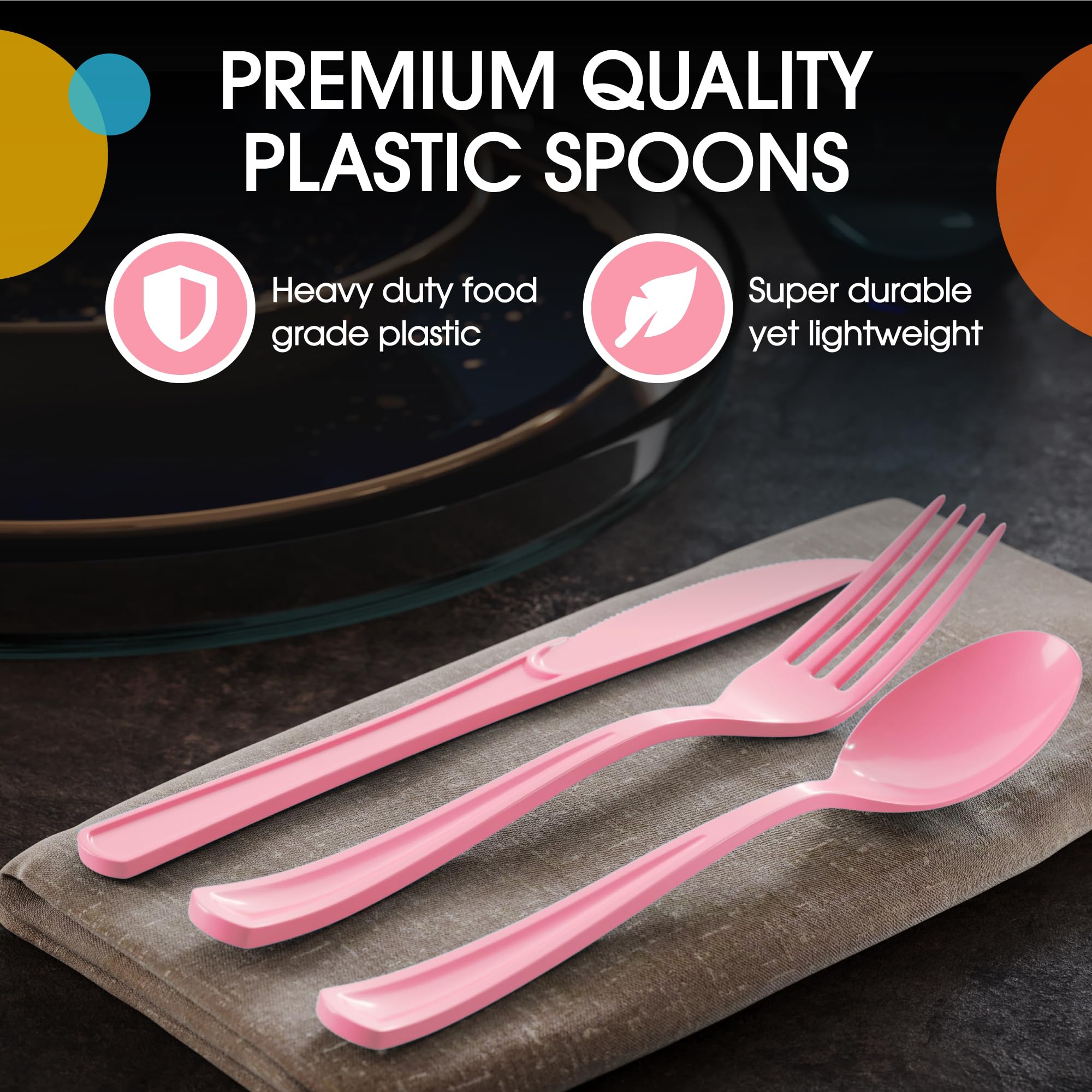 Pink Plastic Spoons | 25 Count