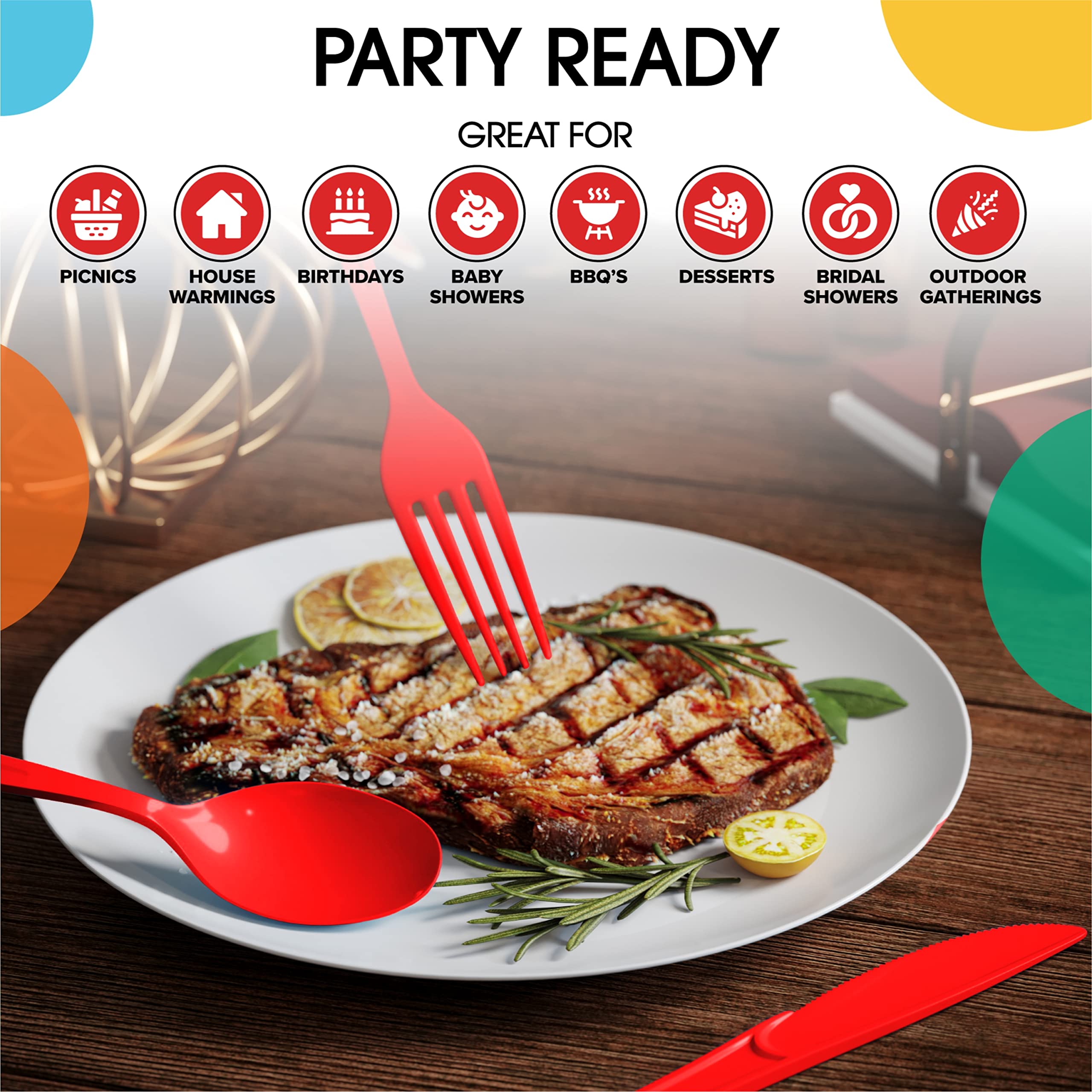 Unleashed - Heavy Duty Red Plastic Forks | 50 Count