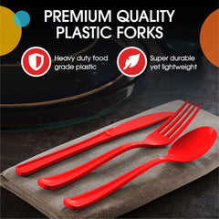Heavy Duty Red Plastic Forks | 50 Count