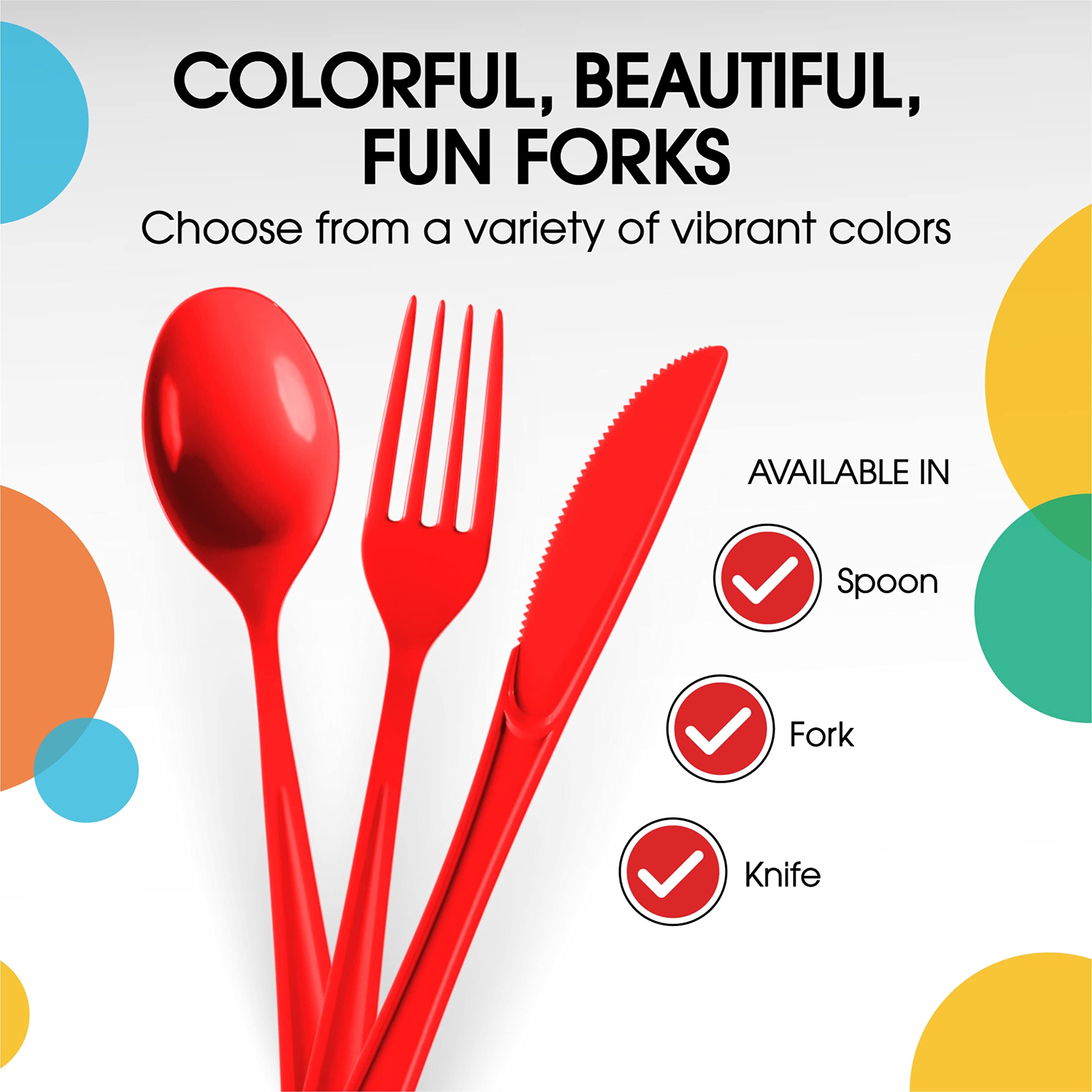 Unleashed - Heavy Duty Red Plastic Forks | 50 Count