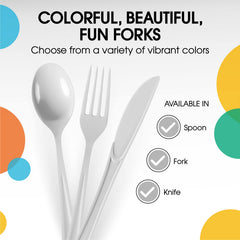 Heavy Duty White Plastic Forks | 50 Count
