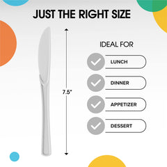 Heavy Duty White Plastic Knives | 50 Count