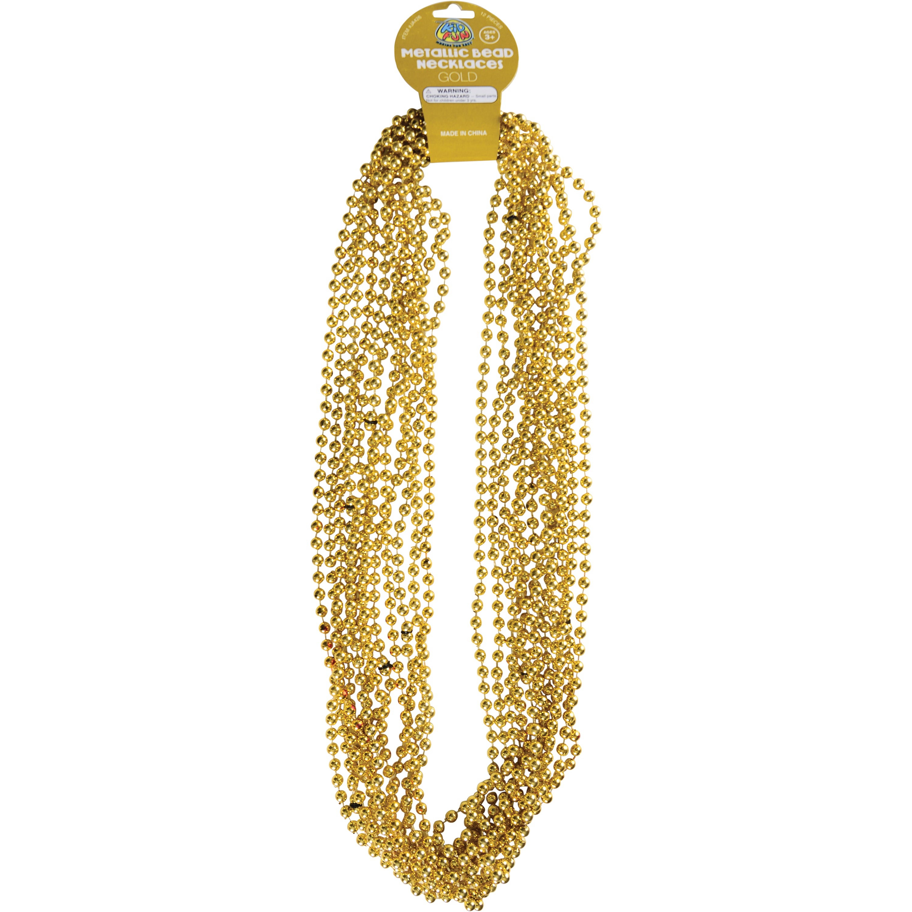Metallic Bead Necklaces/Gold - 12 Count