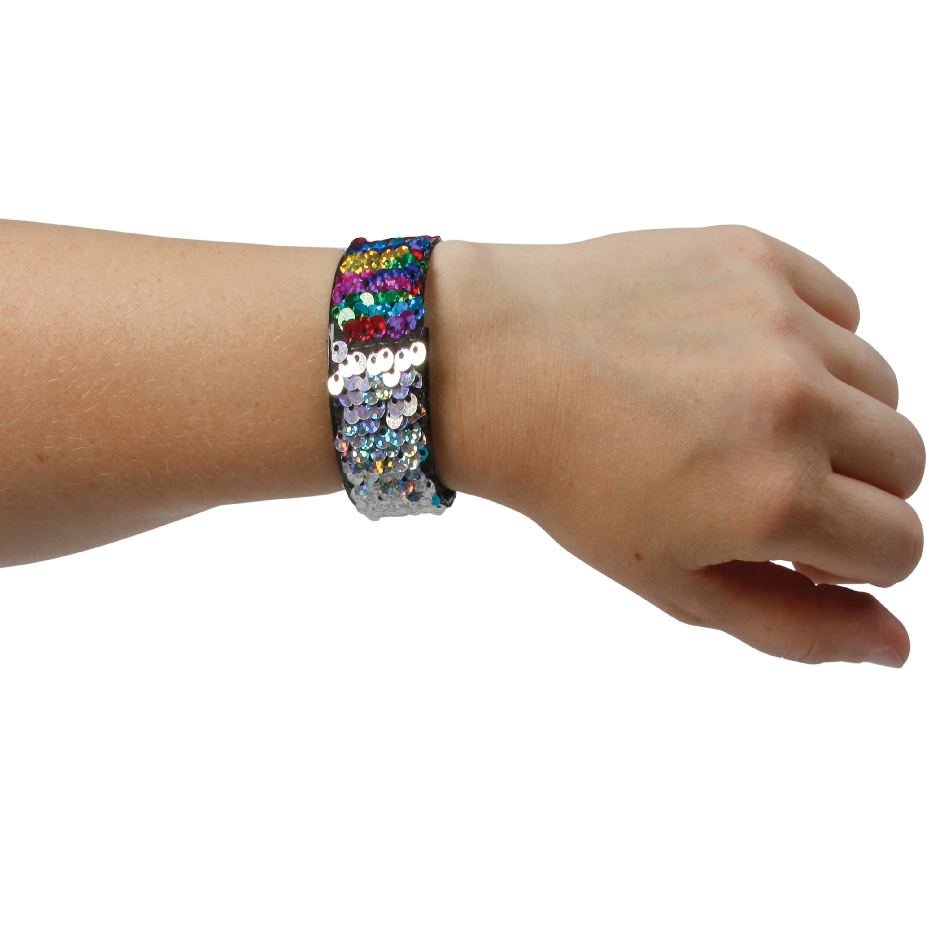 Rainbow Sequin Slap Bracelet/24 Per Disp - 24 Count
