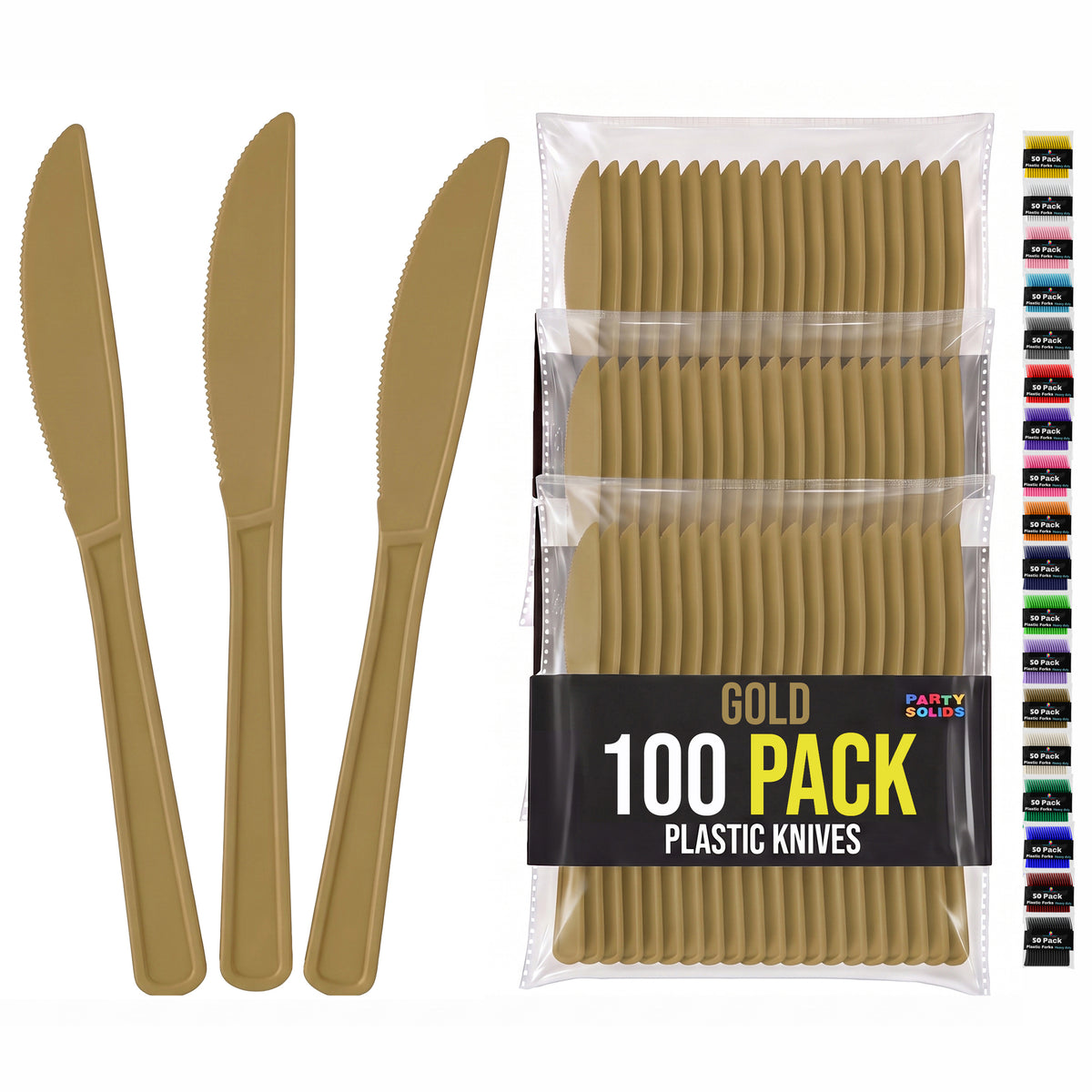 Heavy Duty Gold Plastic Knives | 7.75 in. | 100 Count