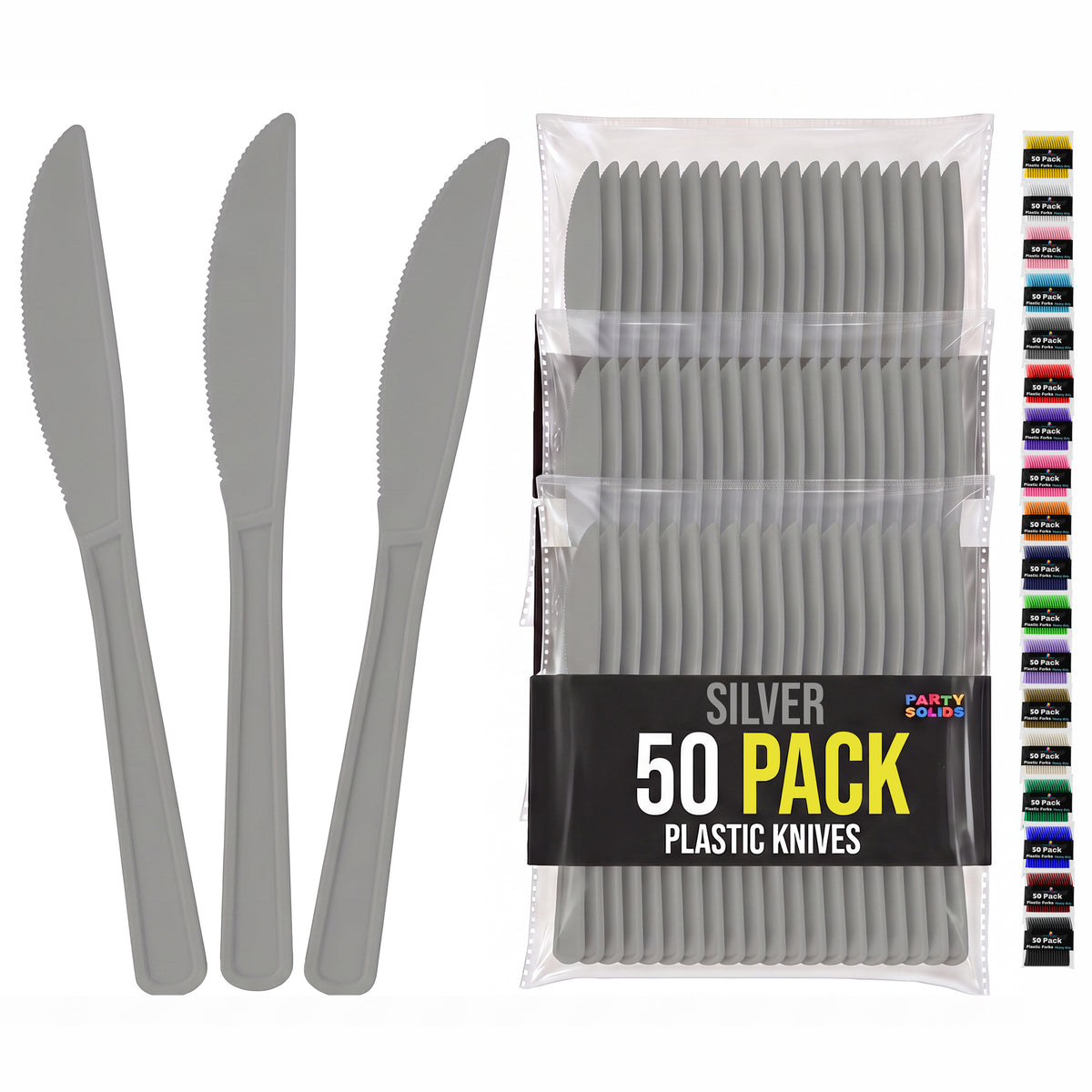 Heavy Duty Silver Plastic Knives | 7.75 in. | 50 Count