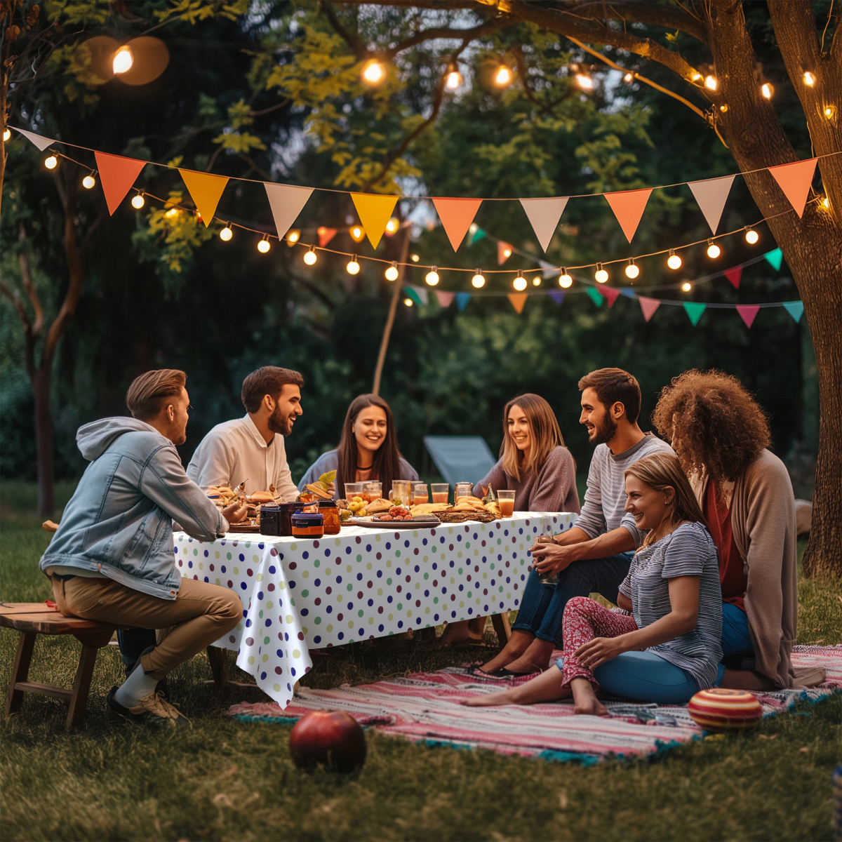 Multi Colored Polka Dot Plastic Table Cover