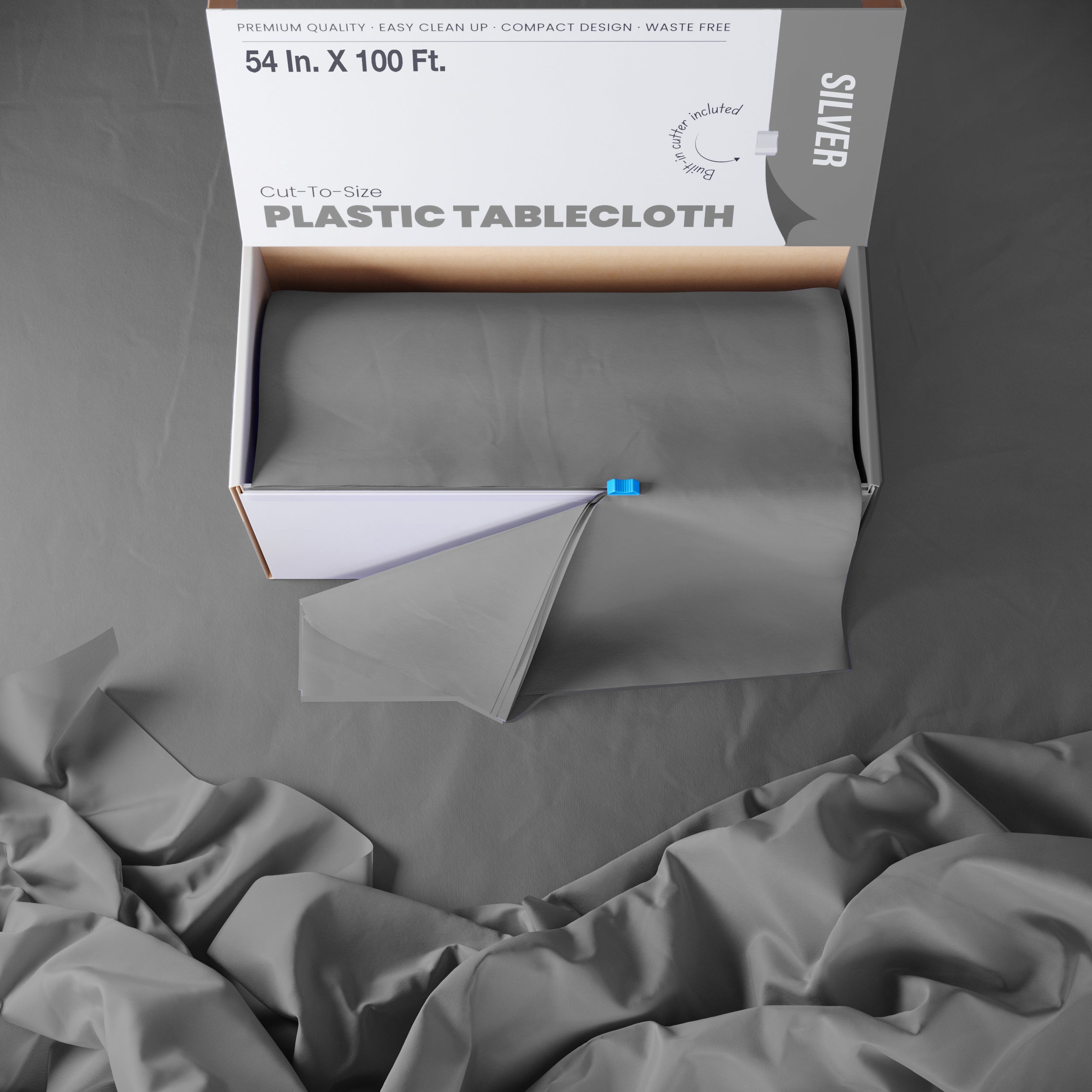 54 in. x 100 Ft. Cut To Size Table Roll | Silver