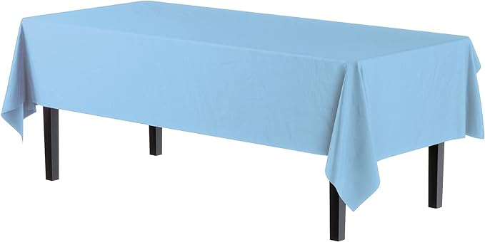 Premium Light Blue Plastic Table Covers | 6 Pack