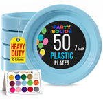 7 in. Light Blue Plastic Plates | 50 Count