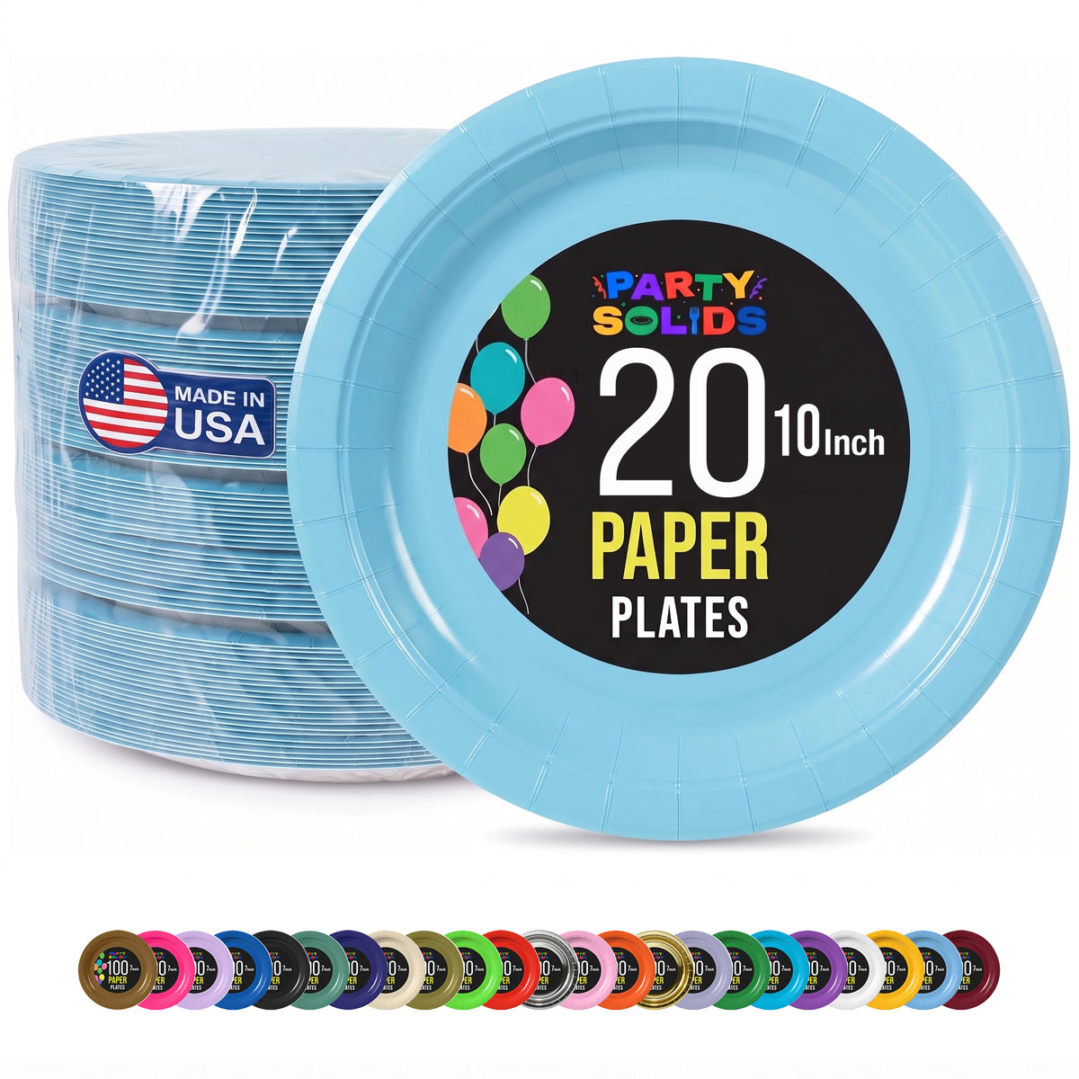 10 In. Light Blue Paper Plates - 20 Ct.