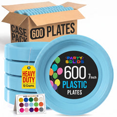 7 in. Light Blue Plastic Plates | Case of 600
