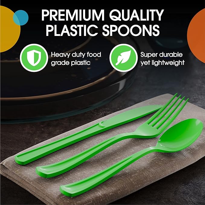 Lime Green Plastic Spoons | 25 Count