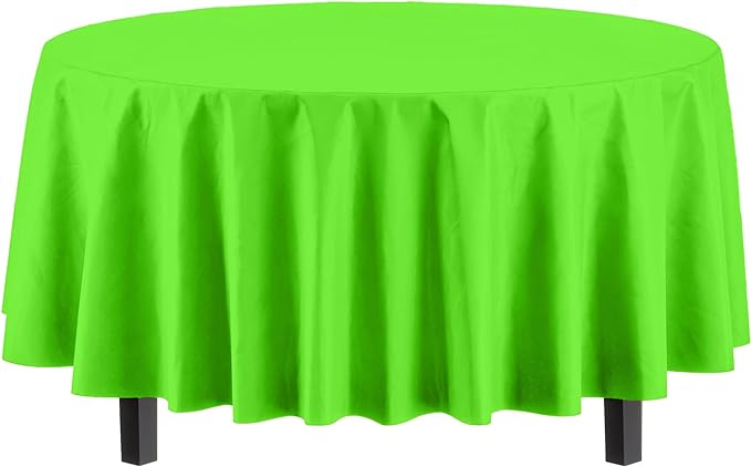 Round Lime Green Plastic Table Covers | 12 Pack