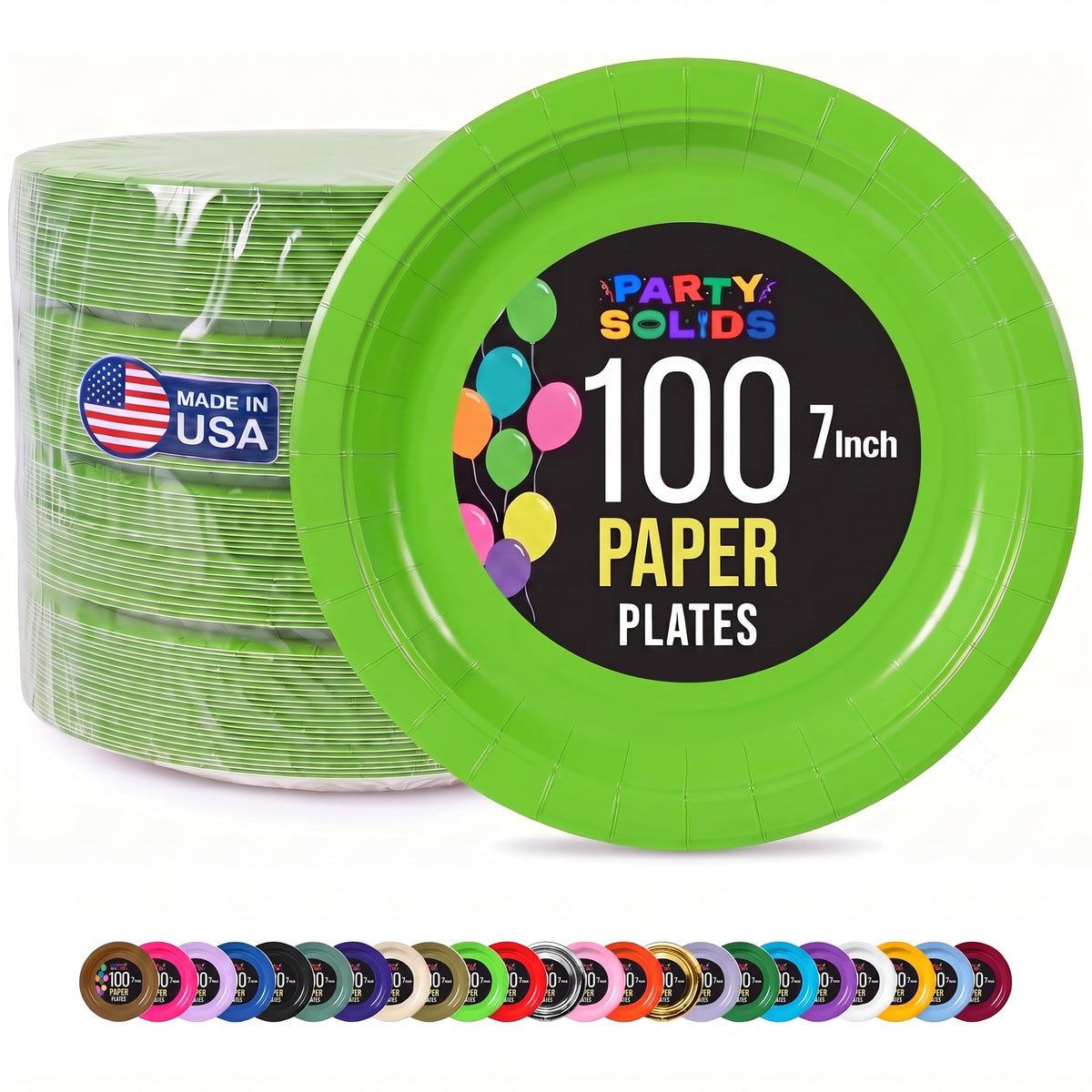 7 in. Lime Green Paper Plates | 100 Count
