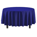 Premium Round Navy Blue Plastic Table Cover - 84 in.