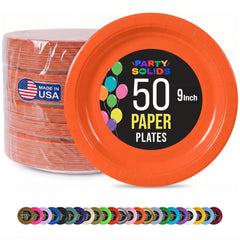 9 in. Orange Paper Plates | 50 Ct.