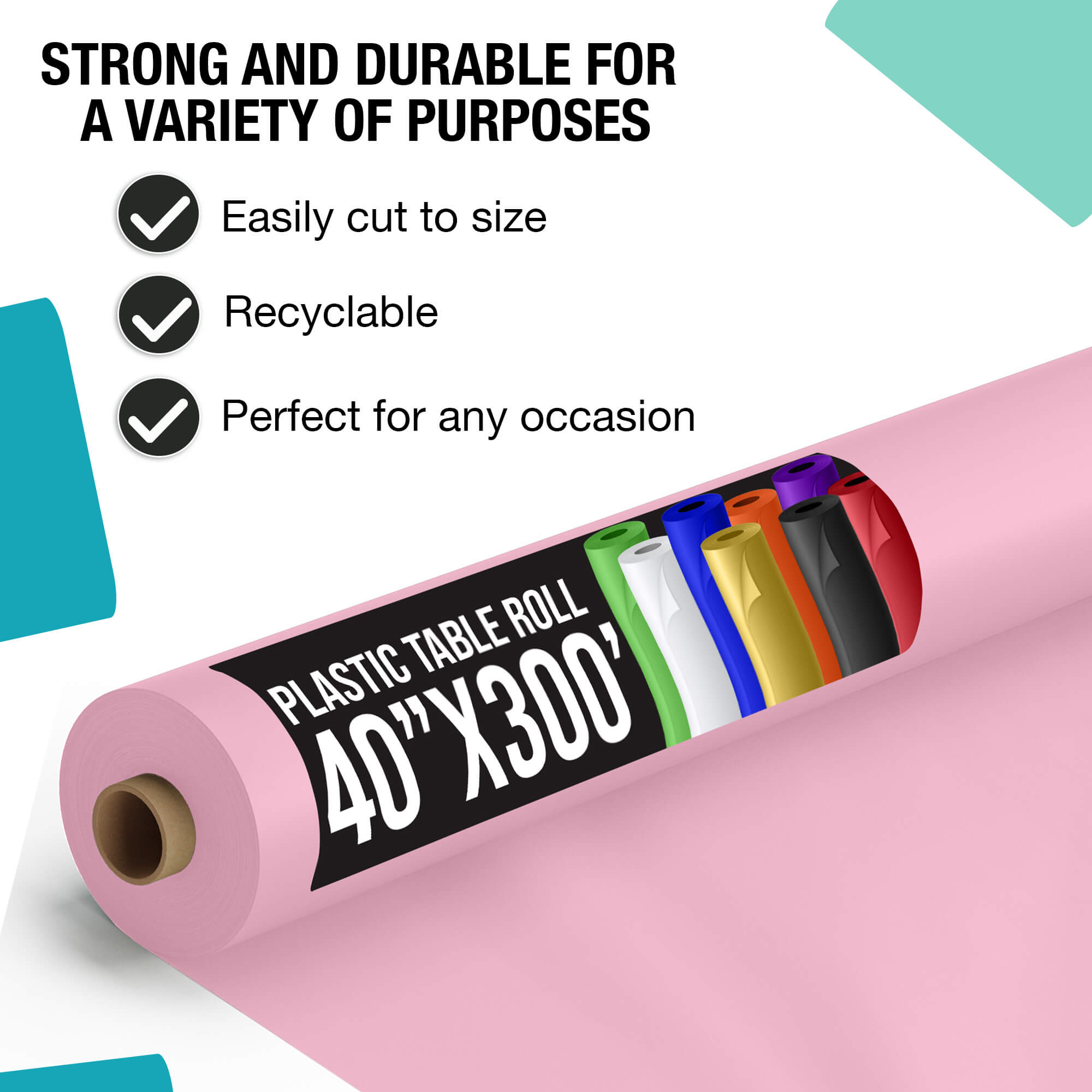 40 In. x 300 Ft. Premium Pink Table Roll | Case of 4