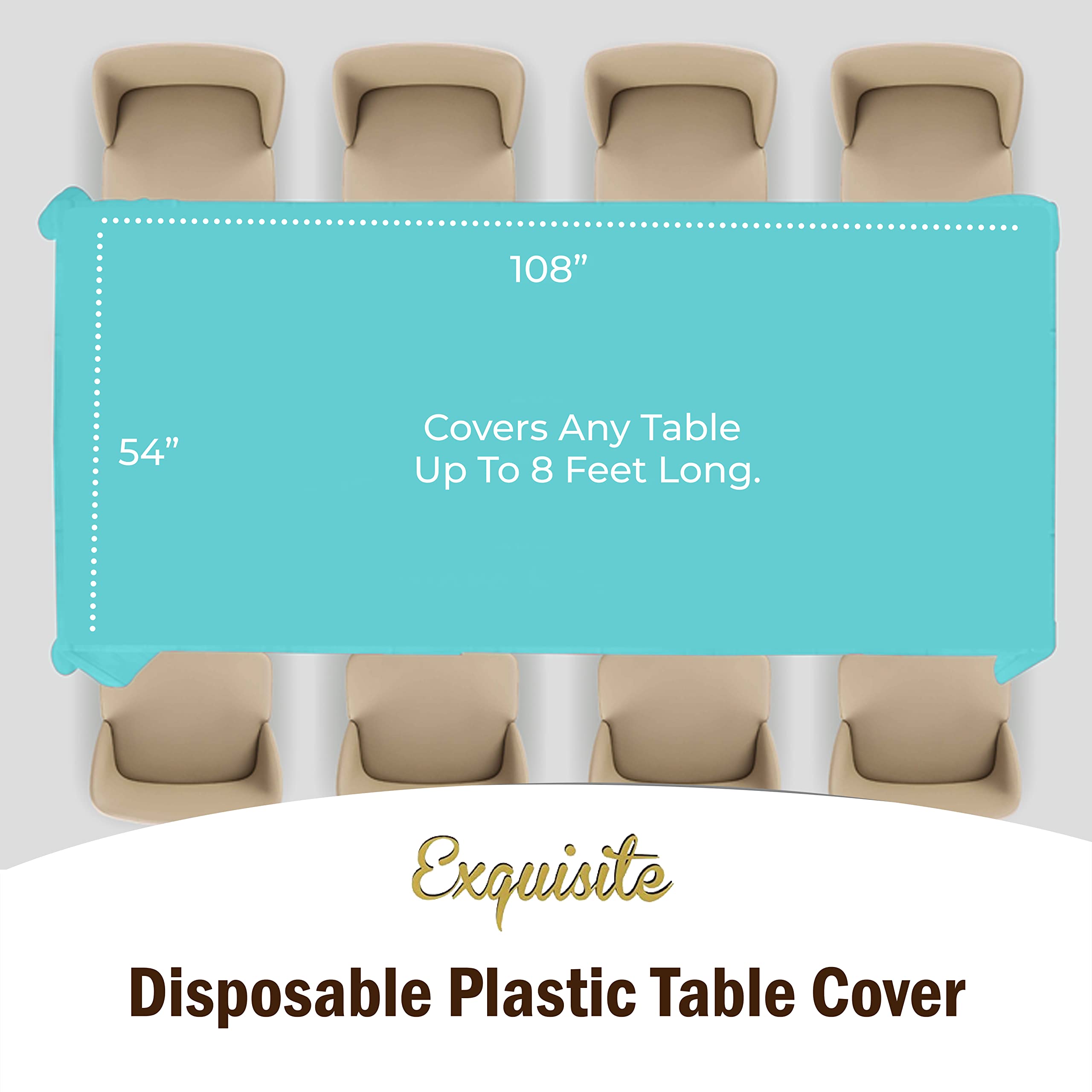 Premium Aqua Blue Plastic Table Covers | 12 Pack